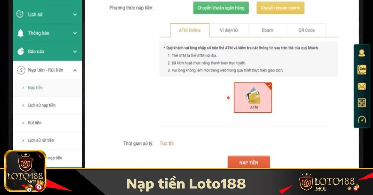 Các phương thức nạp tiền LOTO188 bạn nên biết