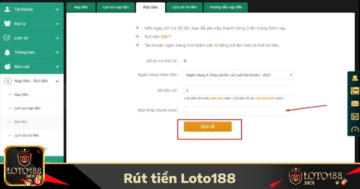 Hướng dẫn cách rút tiền LOTO188 một cách chi tiết
